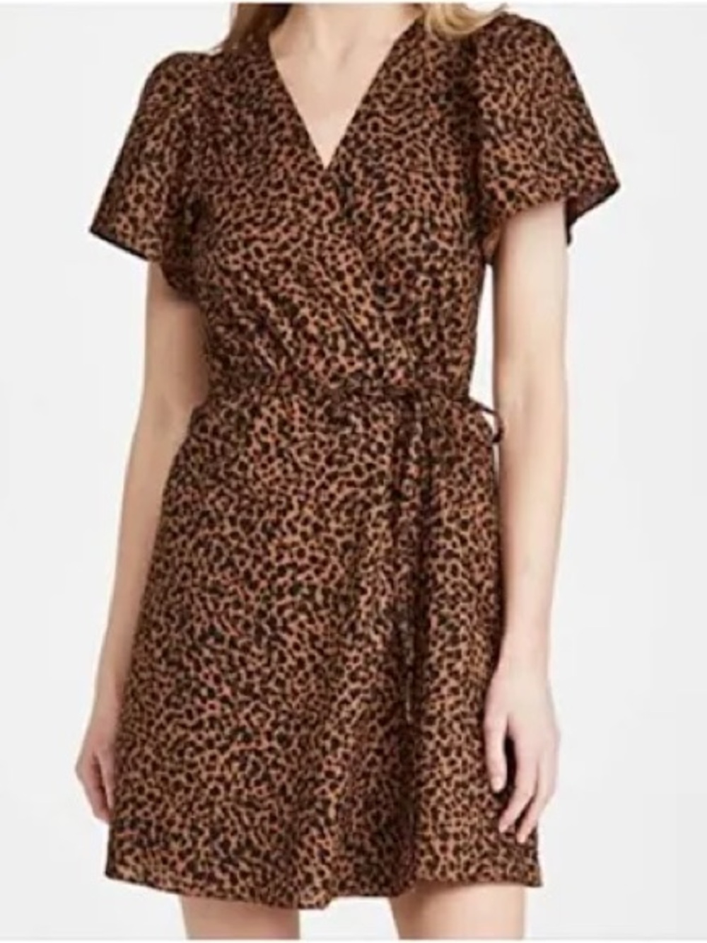 Madewell Brown Leopard-Print Wrap Mini Dress